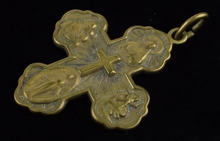 Beautiful Antique 1940s Catholic Mary Cross Pendant