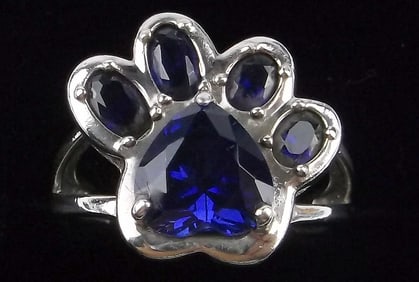 Mint Designer Sterling Silver 2cttw Sapphire Tiger Paw Ring 6