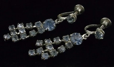 Stunning Vintage 1950s Rhinestone Sway Drop Earrings