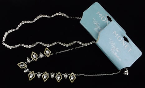 2 New Monet Bridal Wedding Rhinestone Necklace Lot 20" $64