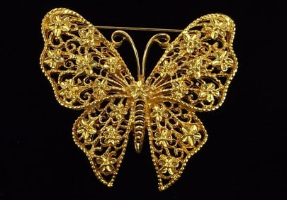 Mint Vintage 1960s Butterfly Brooch Life Size