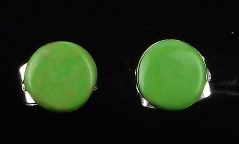 New Zuni Angie Rosetta Sterling Silver Gaspeite Earrings