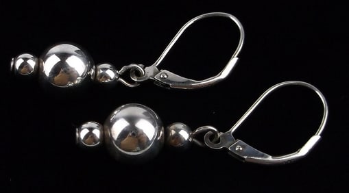Mint Vintage Sterling Silver Ball Drop Earrings