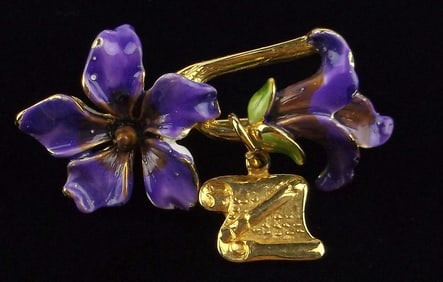 Mint Vintage 1960s Enameled Flower Brooch