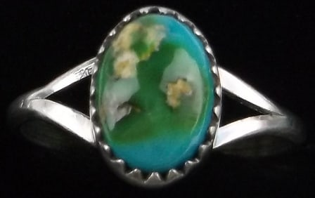 New Navajo Letricia Largo Sterling Sonoran Gold Turquoise Ring 8