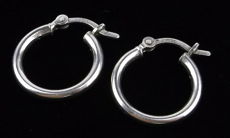 Mint Vintage Italian Sterling Silver Hoop Earrings