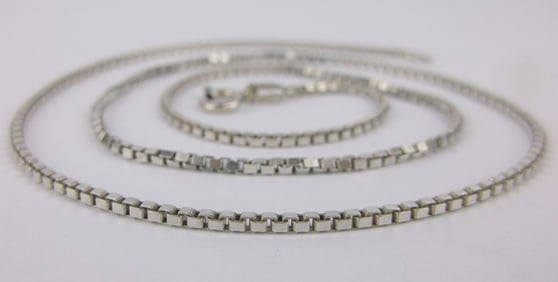 Mint Vintage Italian Sterling Silver Box Chain Necklace 18.5"