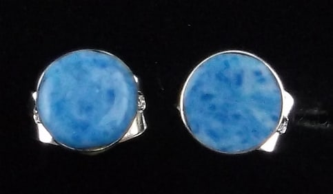 New Zuni Angie Rosetta Sterling Silver Denim Lapis Earrings
