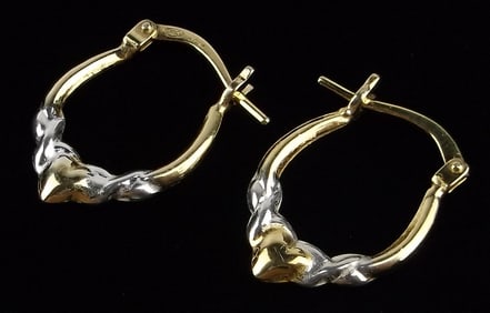 New Vintage Gold Over Sterling Heart Drop Earrings