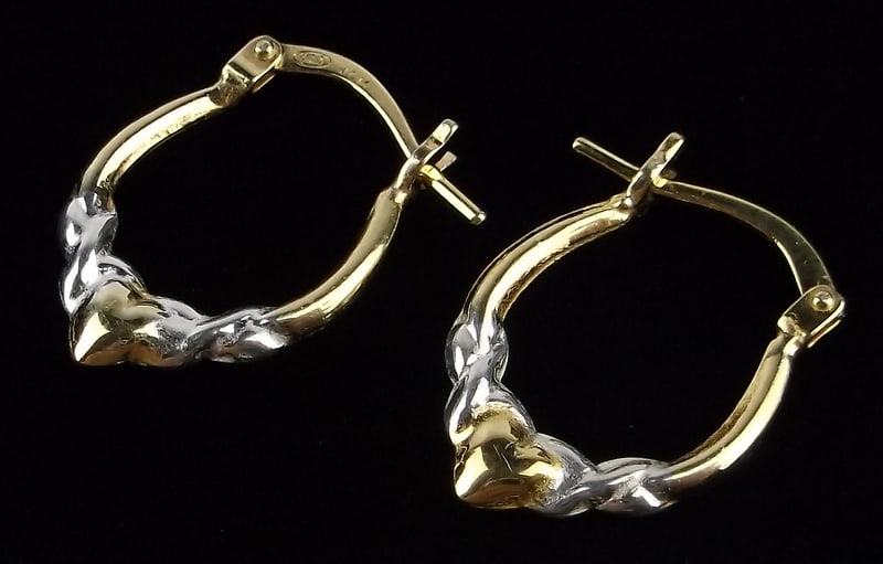 New Vintage Gold Over Sterling Heart Drop Earrings (1 of 1)