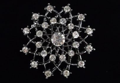 Mint Rhinestone Snowflake Brooch
