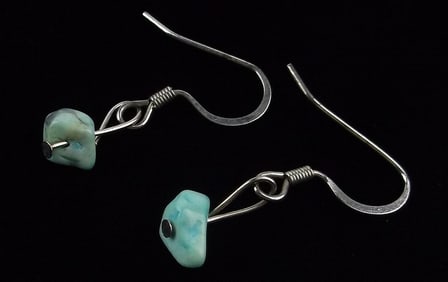Stunning Vintage Sterling Silver Turquoise Drop Earrings