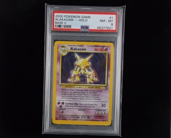 2000 Pokemon Alakazam Rare Holo Base 2nd Edition PSA 8