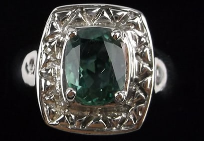 Stunning Vint Thick Designer Sterling Silver Aquamarine Ring 8