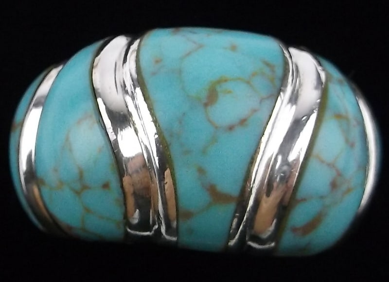 Big Mint Vintage Thick Sterling Silver Turquoise Ring 7 (1 of 3)