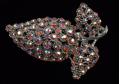 Mint Vintage 1940s Aurora Borealis Rhinestone Brooch
