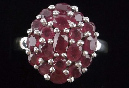Mint Vintage Designer Sterling Silver Ruby Cluster Ring 9