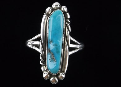Mint Vint Navajo Arlo Kanteena Sterling Silver Turquoise Ring 9
