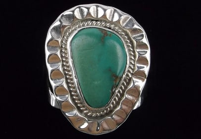 Big Mint Vint Navajo Sterling Silver Turquoise Mens Ring 11