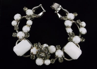 Mint Big Antique Designer 1950s Rhinestone Bracelet 7.25"