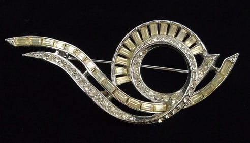 Mint Antique 1940s Rhinestone Designer Brooch