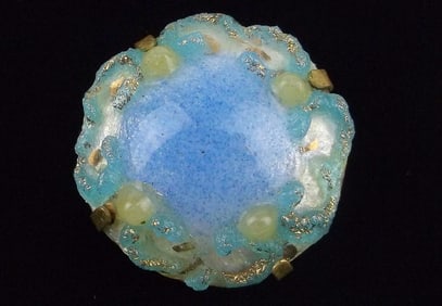 Mint Antique 1930s French Limoges Art Glass Brooch Signed