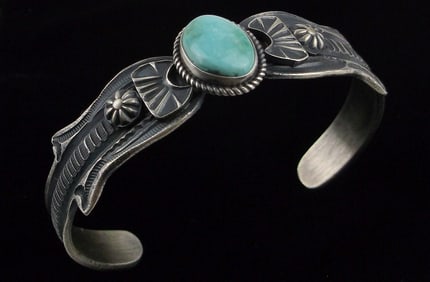 New Navajo Kevin Billah Sterling Sonoran Gold Turquoise Cuff Bracelet