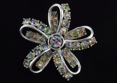 Mint Antique 1930s Rhinestone Pinwheel Brooch Art Deco
