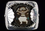 HUGE RARE Navajo RL Shurtz Sterling Kachina Cuff Bracelet 8-9"