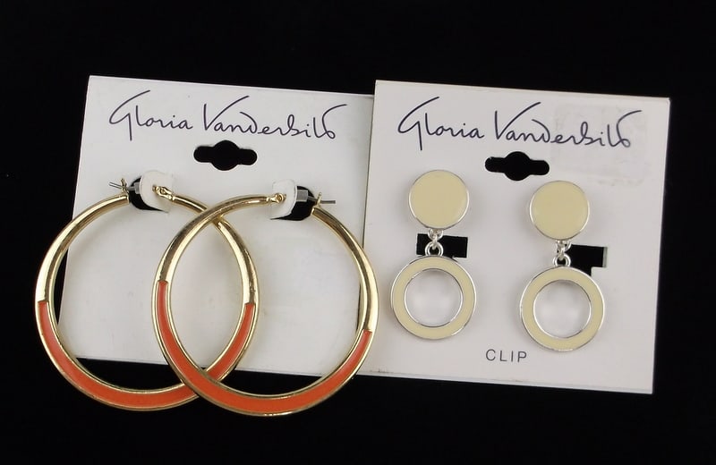 2 New Sets Gloria Vanderbilt Enameled Earrings $36: new condition