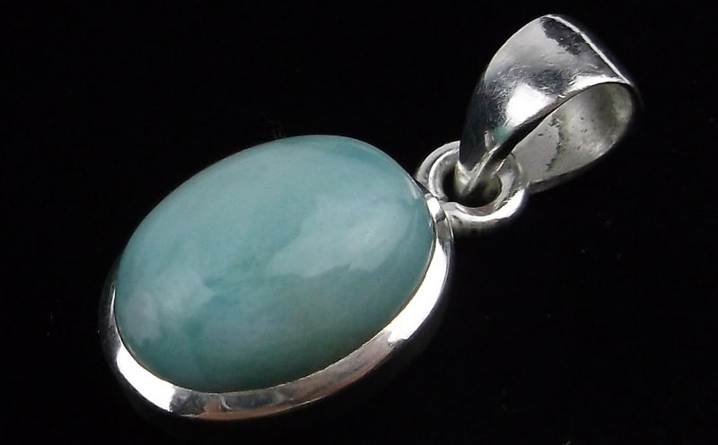 New Thick Sterling Silver Larimar Pendant: Solid Sterling Silver Guaranteed, in Brand New Never Worn Condition.