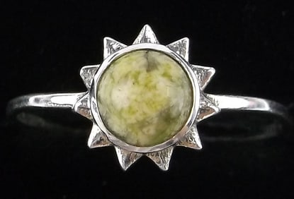New Sterling Silver Gaspeite Green Turquoise Sun Ring 8