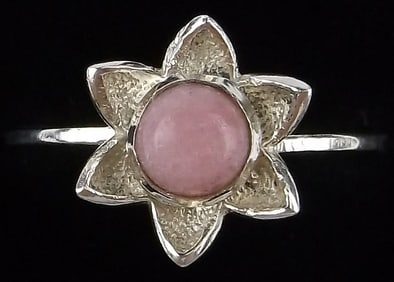 New Sterling Silver Pink Coral Blooming Lotus Ring 7