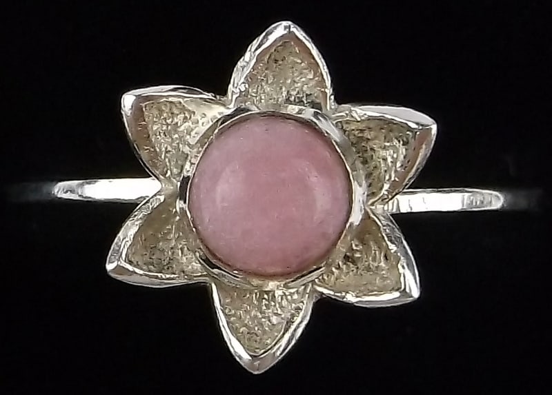 New Sterling Silver Pink Coral Blooming Lotus Ring 7 (1 of 2)