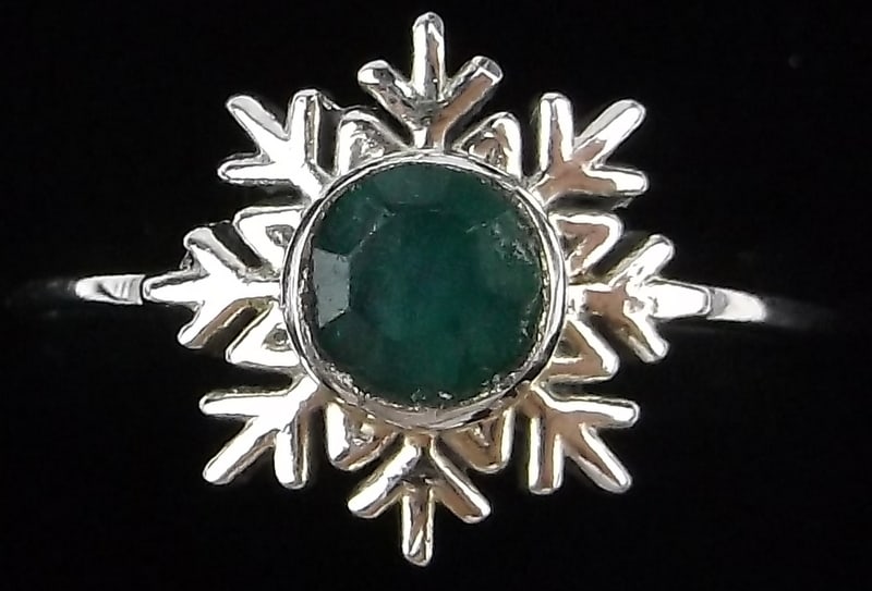 New Sterling Silver .50ct Emerald Snowflake Ring 8 (1 of 2)