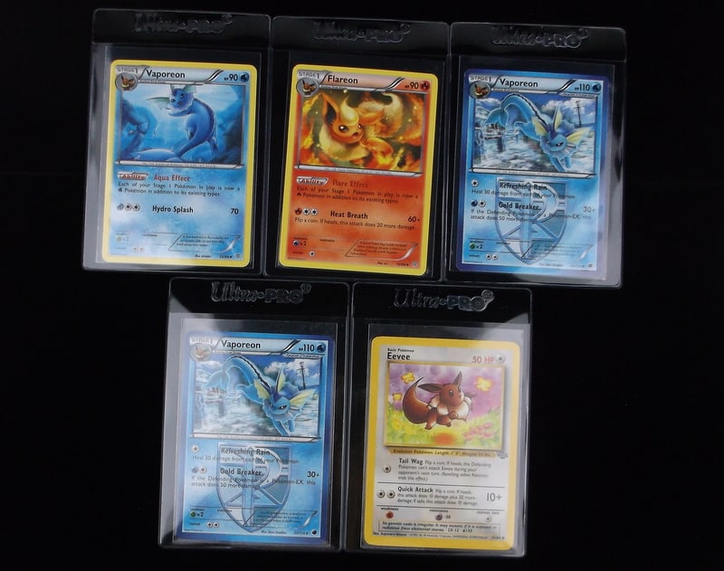 5 NM-M 1999-15 Pokemon Eevee Vaporeon Flareon Card Lot Plasma: q A Genuine Pokemon TCG Card in the listed condition in title, all are unplayed