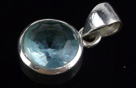 New Sterling Silver 4ct Blue Stone Pendant Thick