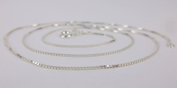 New Vintage Italian Sterling Silver Box Chain Necklace 18"