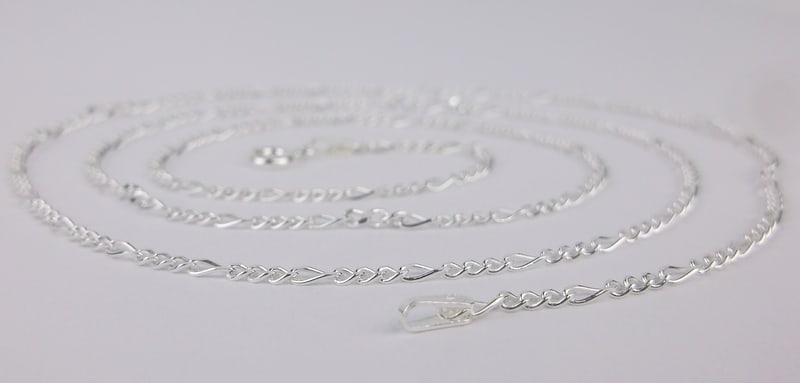 New Italian Sterling Silver Figaro Chain Necklace 24" (1 of 2)