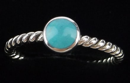 New Thick Sterling Silver Turquoise Twist Ring 8.5