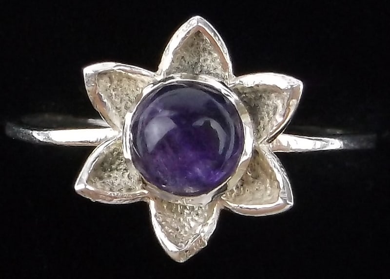New Sterling Silver Amethyst Blooming Lotus Ring 7 (1 of 2)