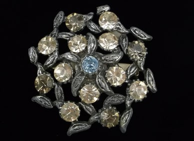 Gorgeous Antique 1930s Big Rhinestone Brooch