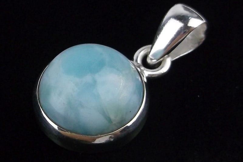 New Thick Sterling Silver Larimar Pendant: Solid Sterling Silver Guaranteed, in Brand New Never Worn Condition.