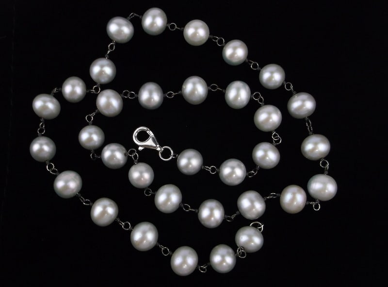 New Vintage Sterling Silver Pearl Necklace 18": Solid Sterling Silver Guaranteed, in Brand New Never Worn Condition.