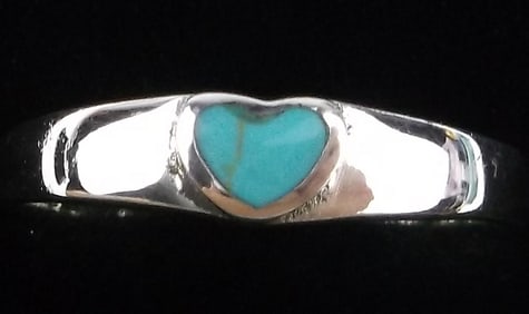 New Thick Sterling Silver Turquoise Heart Ring 8