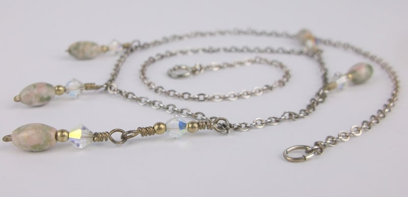 Mint Vint Sterling Silver Crystal Glass Bead Chain Necklace 16": Guaranteed Solid 925 Sterling Silver, in Excellent Condition