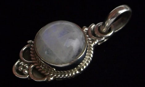 New Sterling Silver Moonstone Pendant Very Shiny