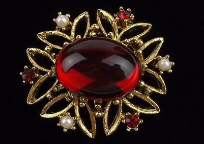 New Vintage 1960s Jelly Belly Rhinestone Brooch