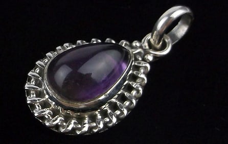 New Sterling Silver Amethyst Teardrop Pendant