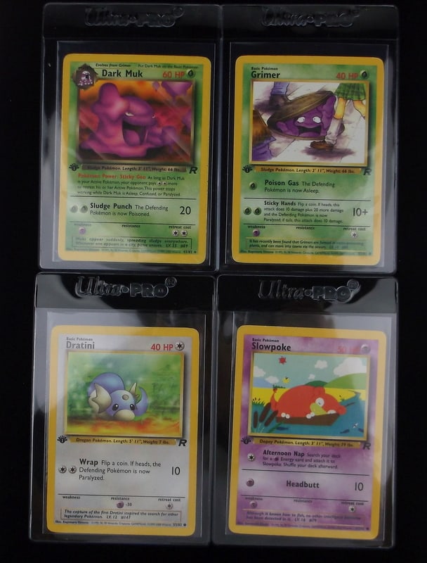 2000 Pokemon Team Rocket 1st Edition Card Lot Dratini Slowpoke: q A Genuine Pokemon TCG Card in the listed condition in title, all are unplayed